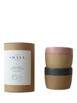 John Lewis The Small Home Colour Block Stoneware Coffee Cups, Rose/Carbon, 0.2L, Set of 2- Buy online at McGrocer