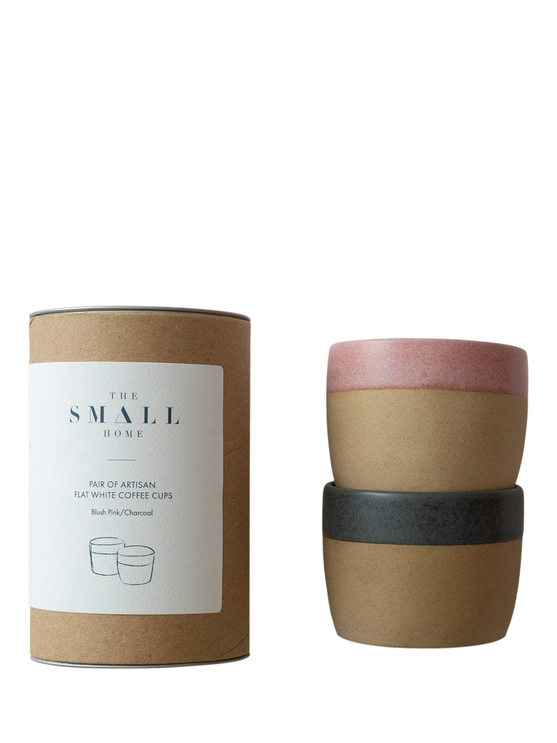 The Small Home stoneware coffee cups set of 2 Rose/Carbon (British brand)