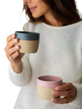 The Small Home stoneware coffee cups set of 2 Rose/Carbon (British brand)