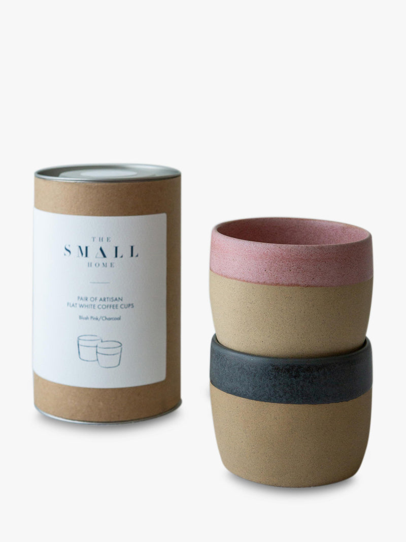 The Small Home stoneware coffee cups set of 2 Rose/Carbon (British brand)