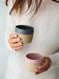 The Small Home stoneware coffee cups set of 2 Rose/Carbon (British brand)