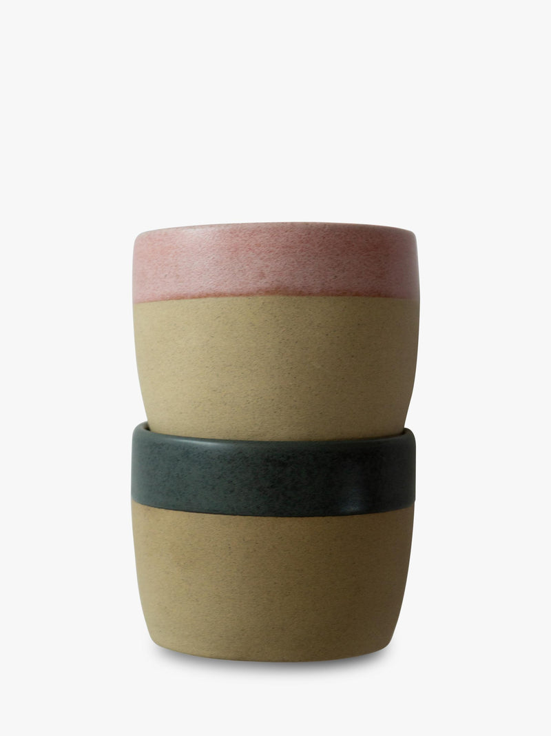 The Small Home stoneware coffee cups set of 2 Rose/Carbon (British brand)