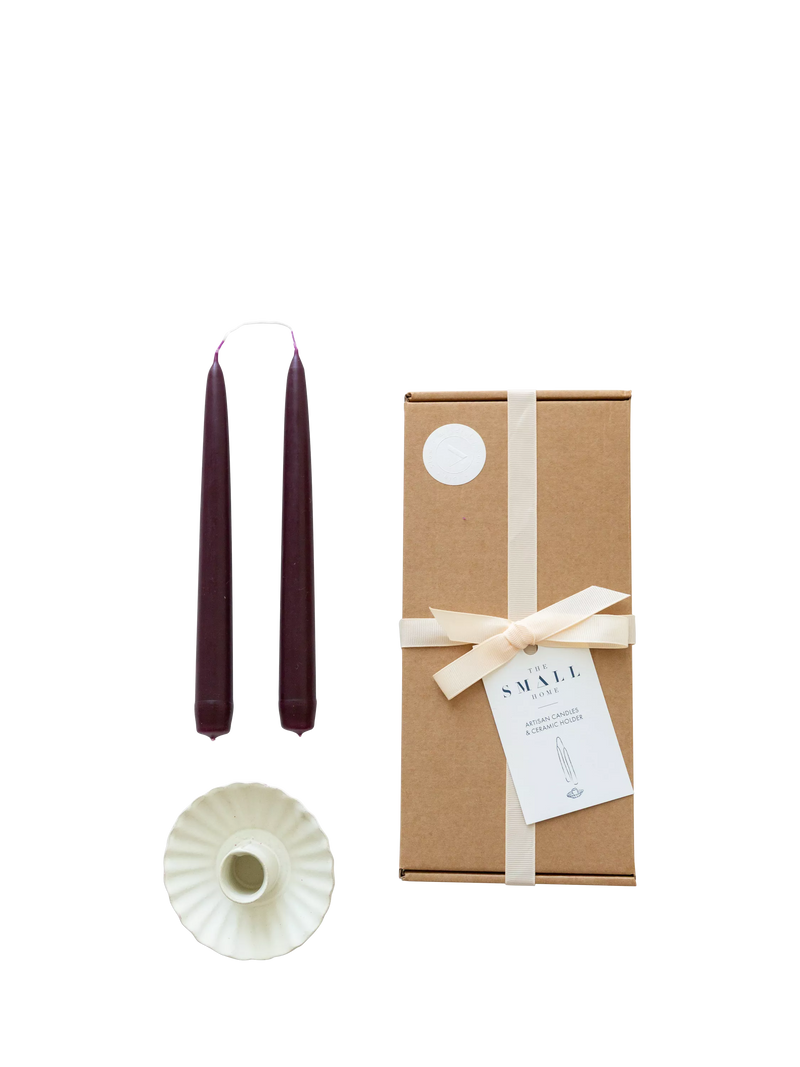 The Small Home dinner candle gift set with ceramic holder - British product