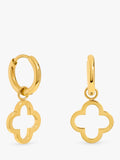 Jon Richard gold Clover Huggie Hoops earrings, UK version