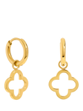 Jon Richard gold Clover Huggie Hoops earrings, UK version