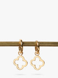 Jon Richard gold Clover Huggie Hoops earrings, UK version
