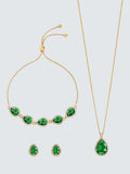 Jon Richard Emerald Pear Drop Trio Set Gold