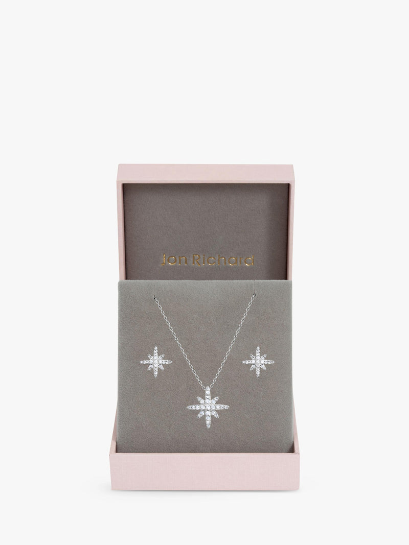 Jon Richard Pave Star Box Set silver jewellery set, UK version