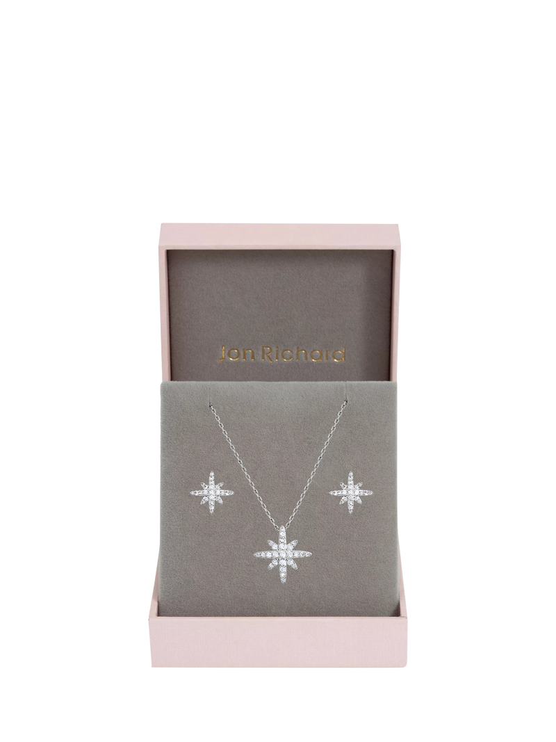 Jon Richard Pave Star Box Set silver jewellery set, UK version