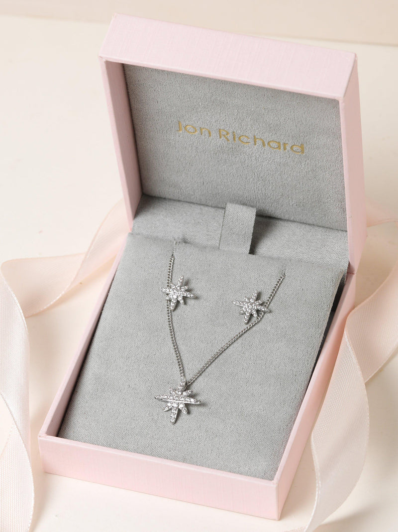 Jon Richard Pave Star Box Set silver jewellery set, UK version
