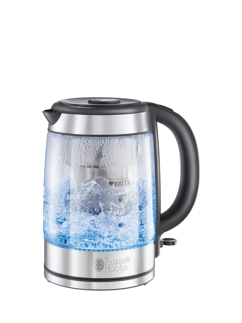 Russell Hobbs Glass Kettle Silver 1L, imported from the UK