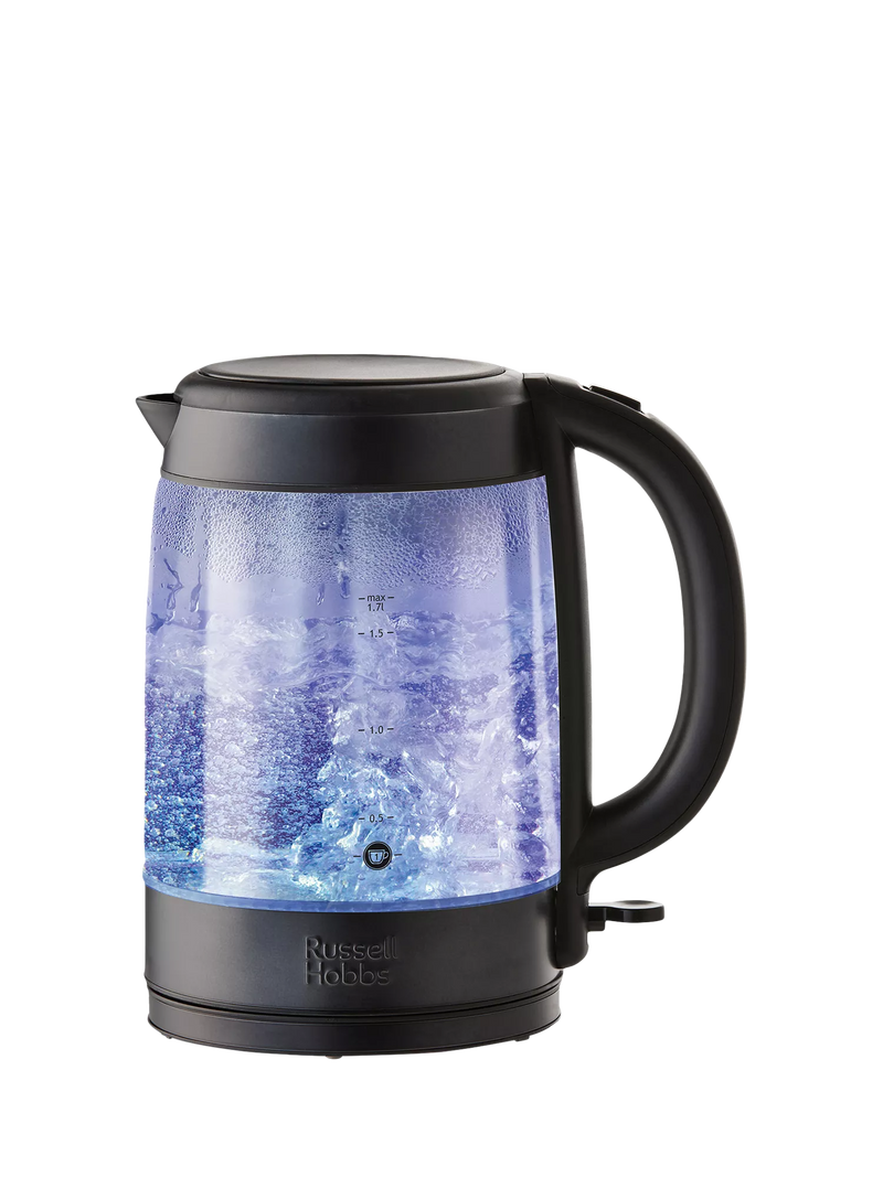 Russell Hobbs glass electric kettle 1.7L black, UK version