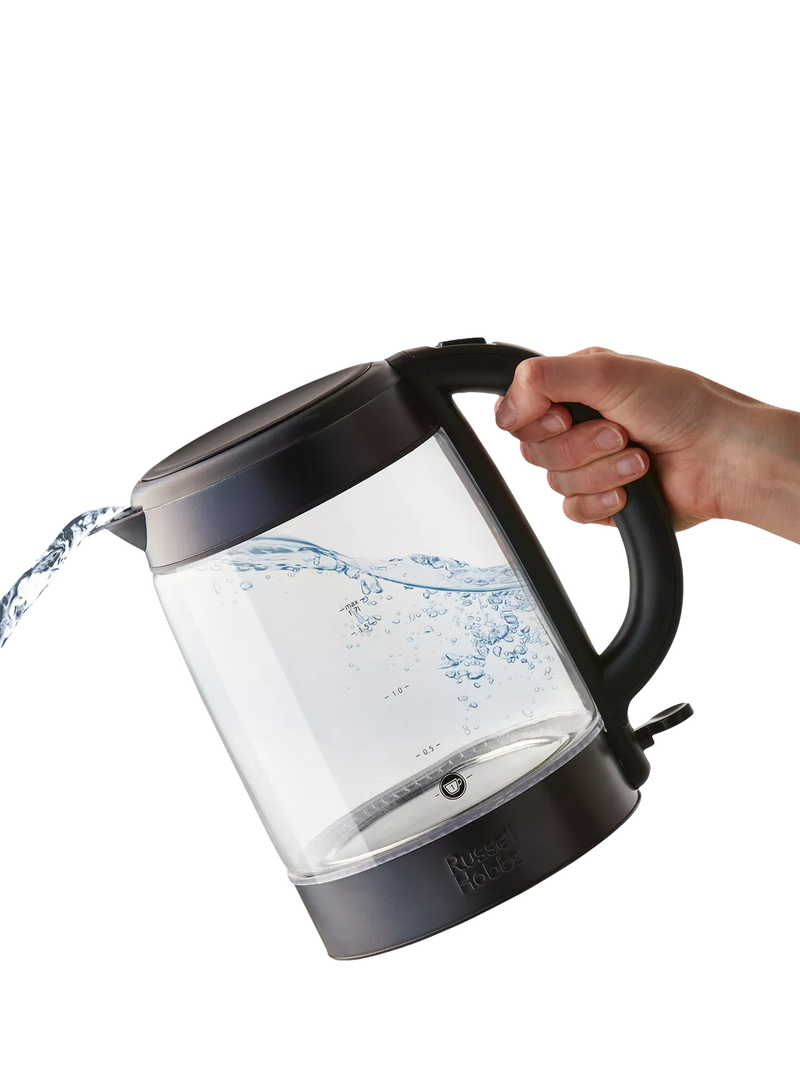 Russell Hobbs glass electric kettle 1.7L black, UK version