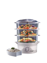 John Lewis Russell Hobbs 21140 3 Tier Food Steamer, 9L, White- Buy online at McGrocer