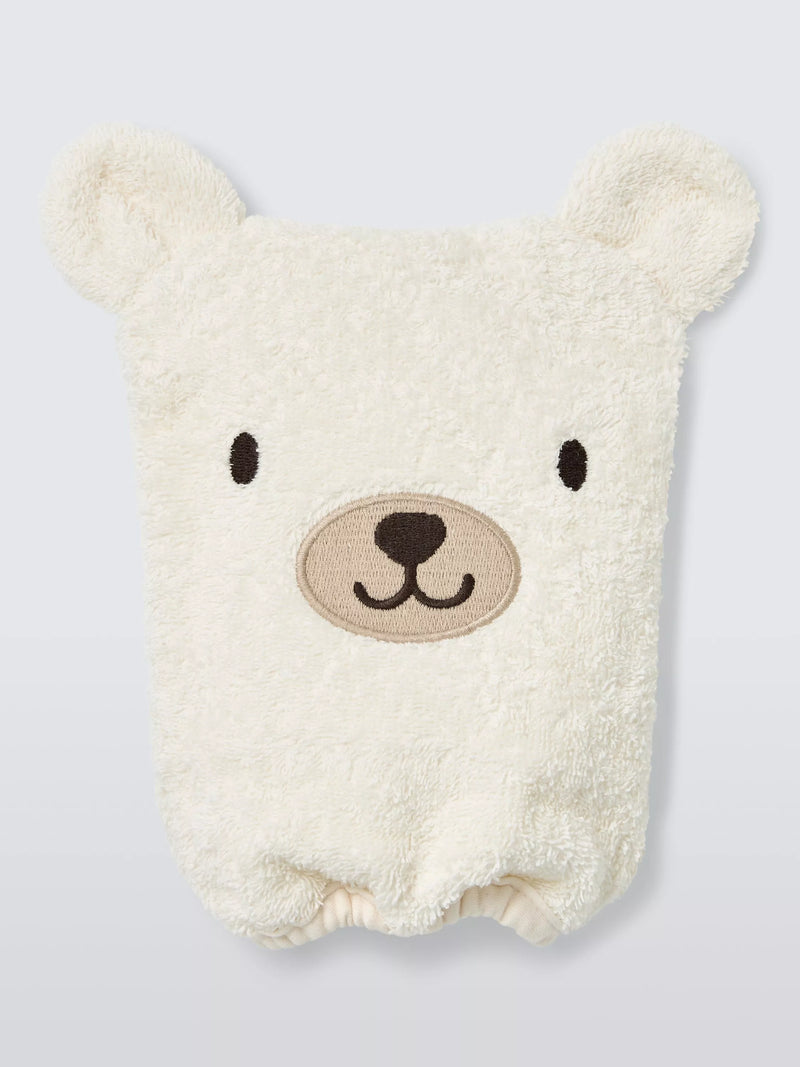 John Lewis Daydream Bear wash mitt white cotton, UK version