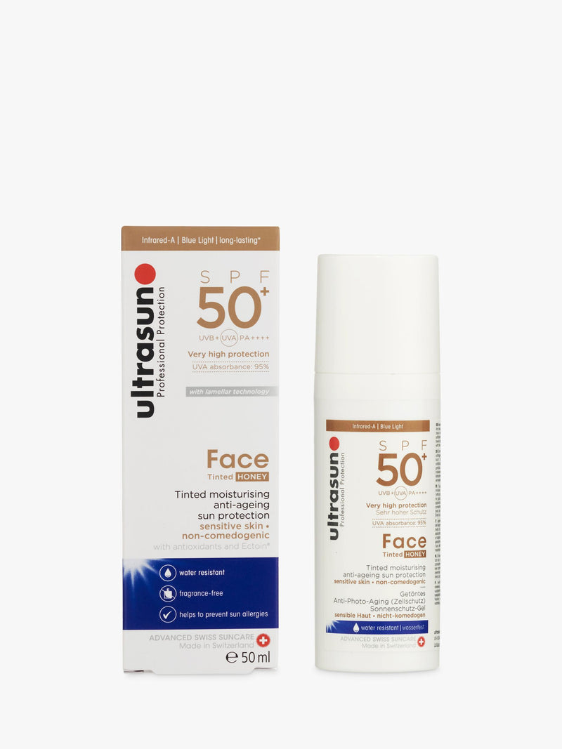 Ultrasun face tinted SPF 50+ sun cream 50ml, imported from the UK