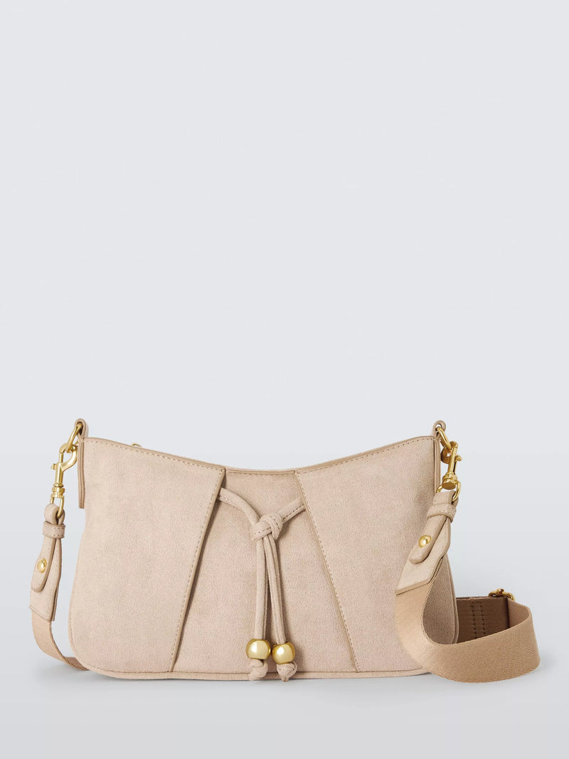 John Lewis Juno suedette crossbody bag in mushroom (British brand)