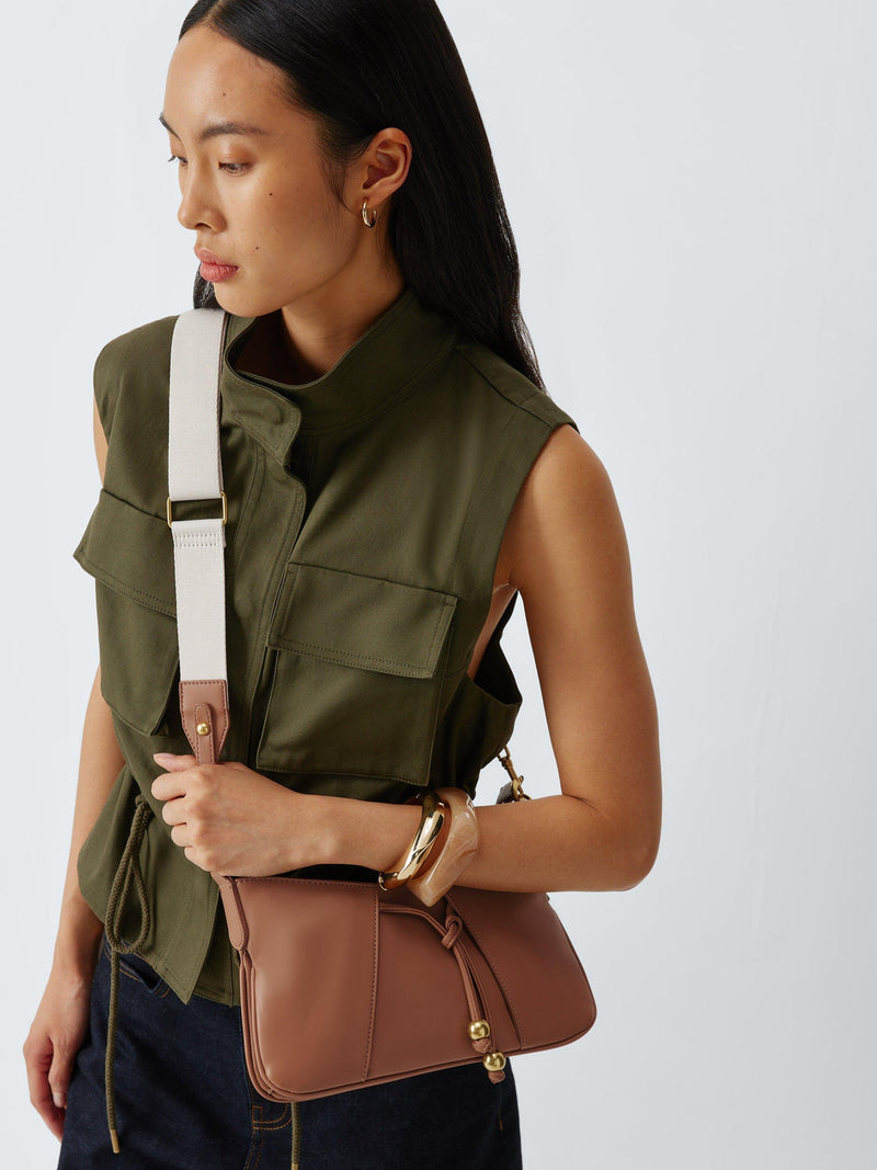 John Lewis Juno faux leather crossbody bag in tan (British brand)