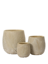 John Lewis Kaemingk Axel Leaf Ceramic Effect Outdoor Planters Set of 3 Natural- Buy online at McGrocer