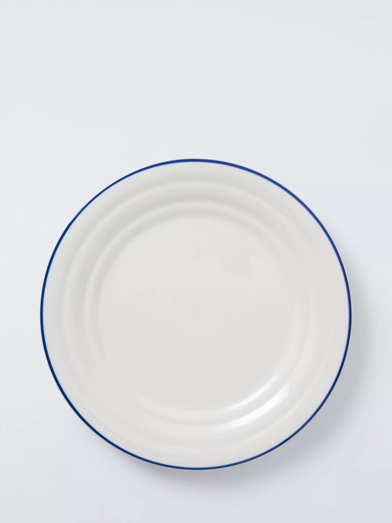 John Lewis Harbour stoneware side plate cream/blue 24.5cm - British product