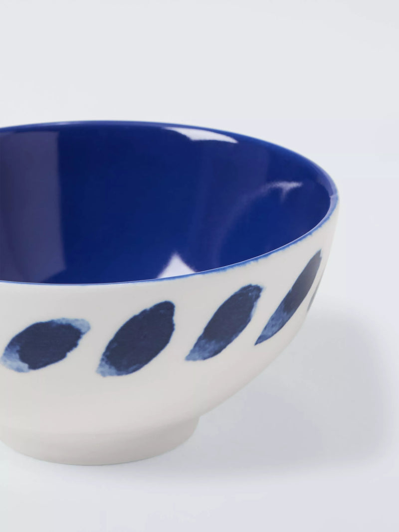 John Lewis dip bowls set of 3, white and navy 11cm, imported from the UK
