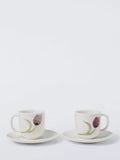 John Lewis fine china espresso cups purple floral set of 2, imported from the UK