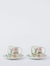 John Lewis John Lewis x Anine Cecilie Iversen Fine China Teacup & Saucer, Set of 2, 240ml, White/Multi- Buy online at McGrocer