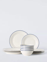 John Lewis John Lewis Harbour Blue Rim Stoneware Dinnerware Set 12 Piece White/Blue- Buy online at McGrocer