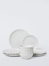 John Lewis John Lewis Scalloped Fine China Dinnerware Set, 12 Piece, White- Buy online at McGrocer