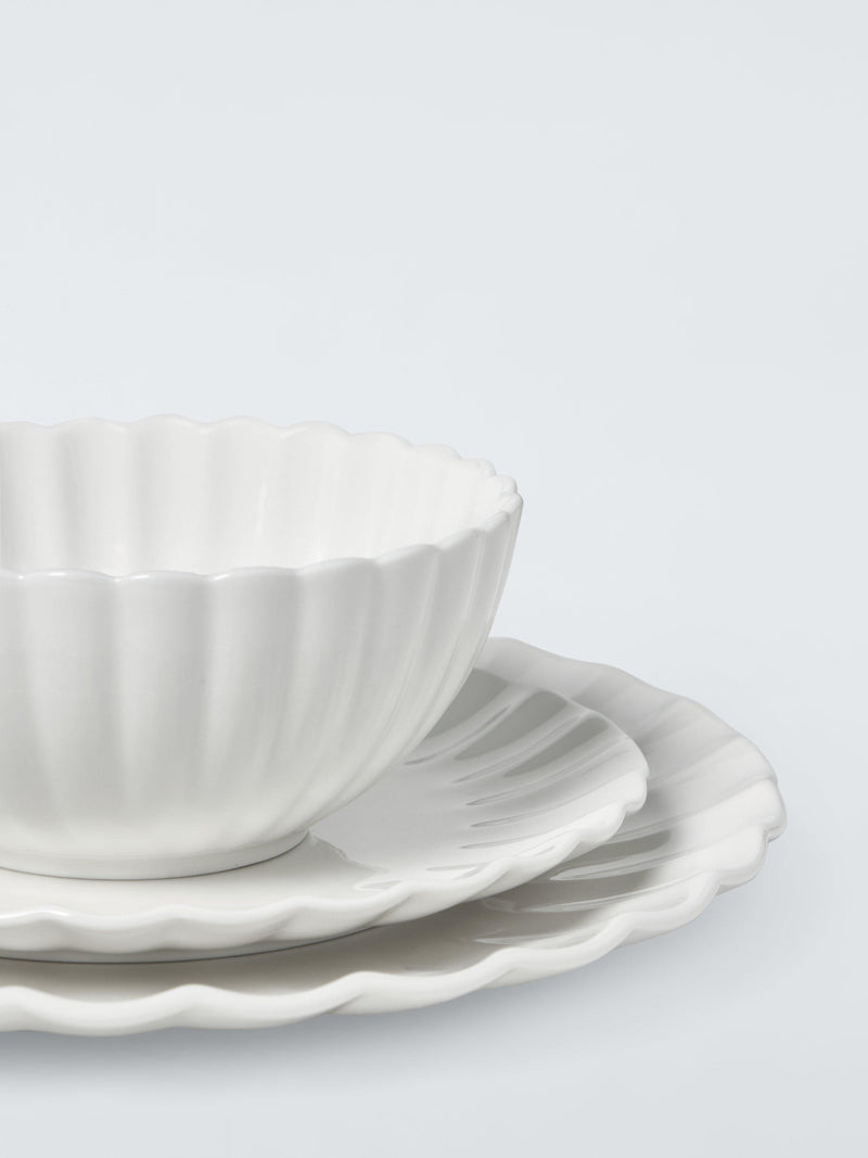 John Lewis fine china dinnerware scalloped 12 piece white (British brand)