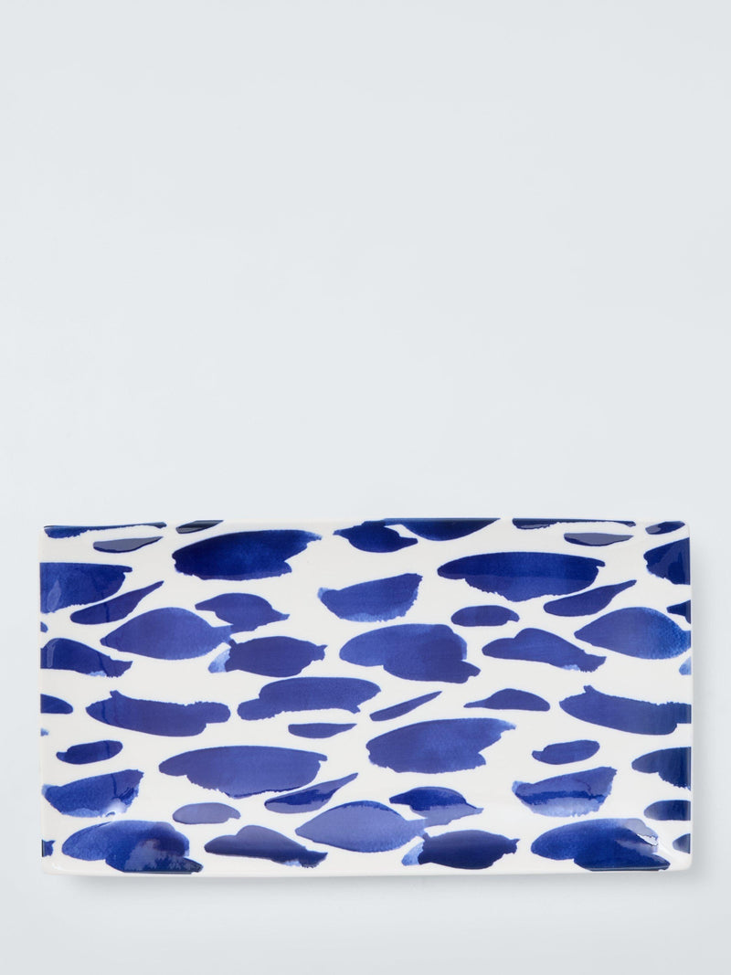 John Lewis coastal fine china rectangular platter white navy 29cm - British product