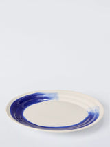 John Lewis John Lewis Harbour Stoneware Oval Platter Cream/Blue 37cm- Buy online at McGrocer