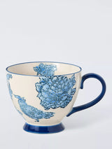 John Lewis John Lewis Hand Painted Floral Stoneware Teacup, Blue/Multi, 380ml- Buy online at McGrocer