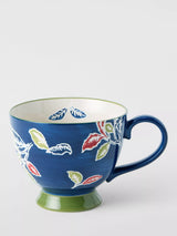 John Lewis John Lewis Hand Painted Leaf Stoneware Teacup 380ml Blue/Multi- Buy online at McGrocer