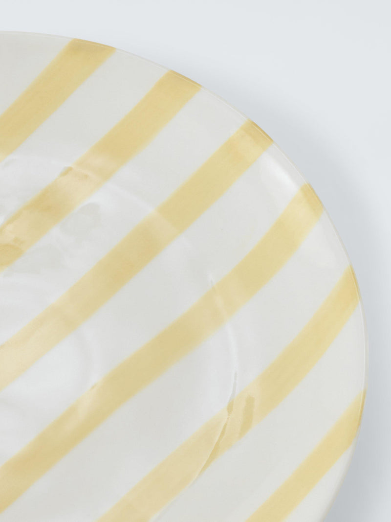 John Lewis hand painted stripe stoneware side plate 22cm yellow - British product