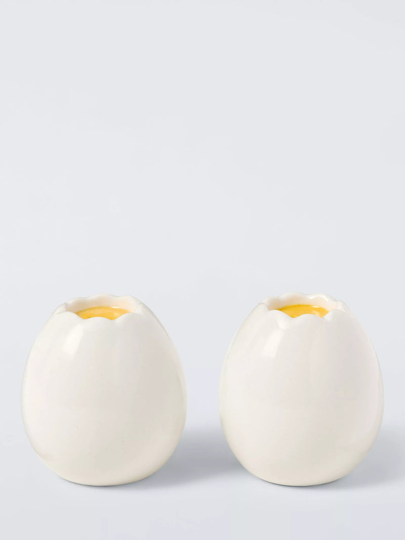 John Lewis stoneware egg salt and pepper shakers, UK version