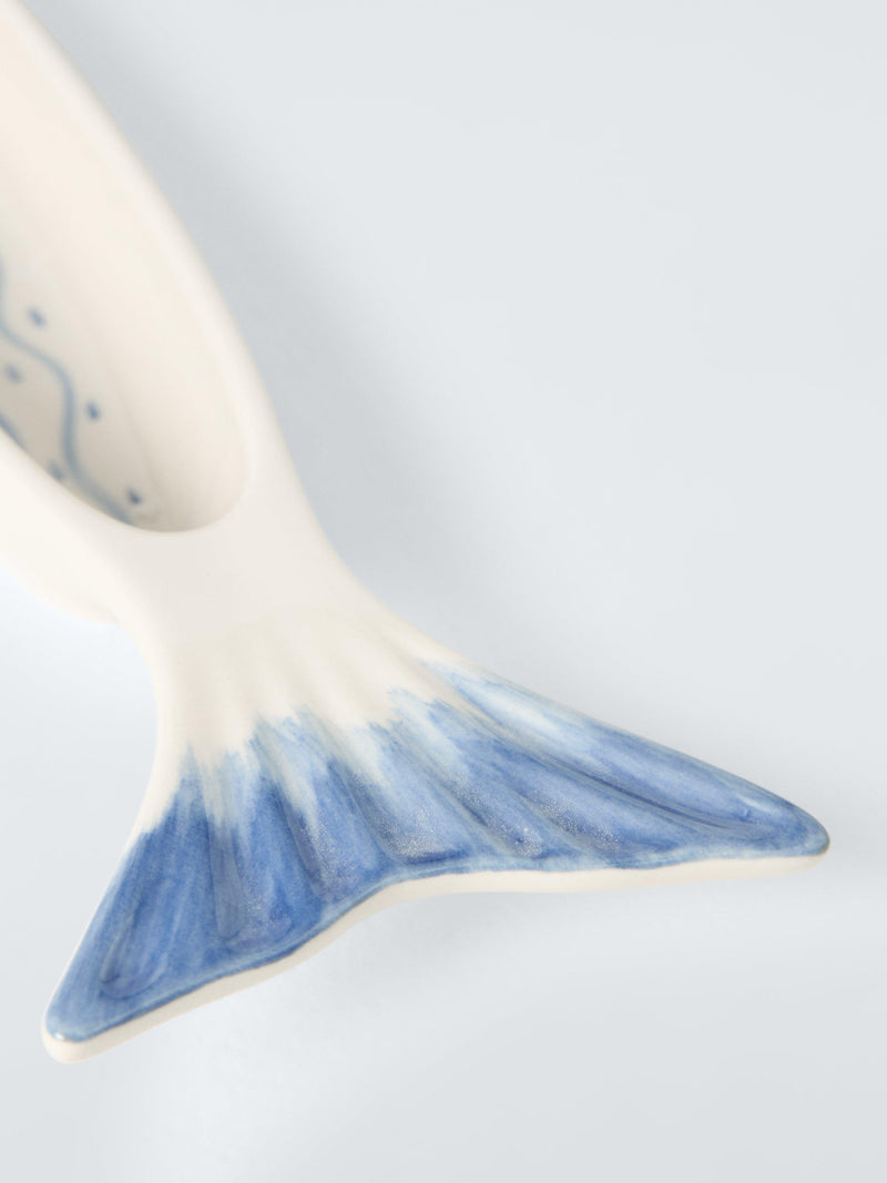 John Lewis hand painted fish stoneware serving dish 42cm white (British brand)