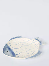 John Lewis John Lewis Hand Painted Fish Wide Stoneware Serving Dish, 25cm, White- Buy online at McGrocer
