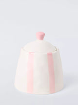 John Lewis John Lewis Hand Painted Stripe Stoneware Sugar Pot & Lid, Pink, 200ml- Buy online at McGrocer