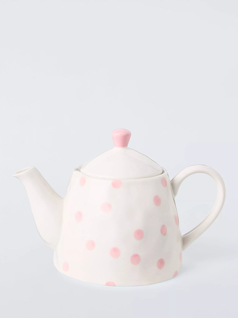 John Lewis hand painted spot stoneware teapot 800ml pink (British brand)