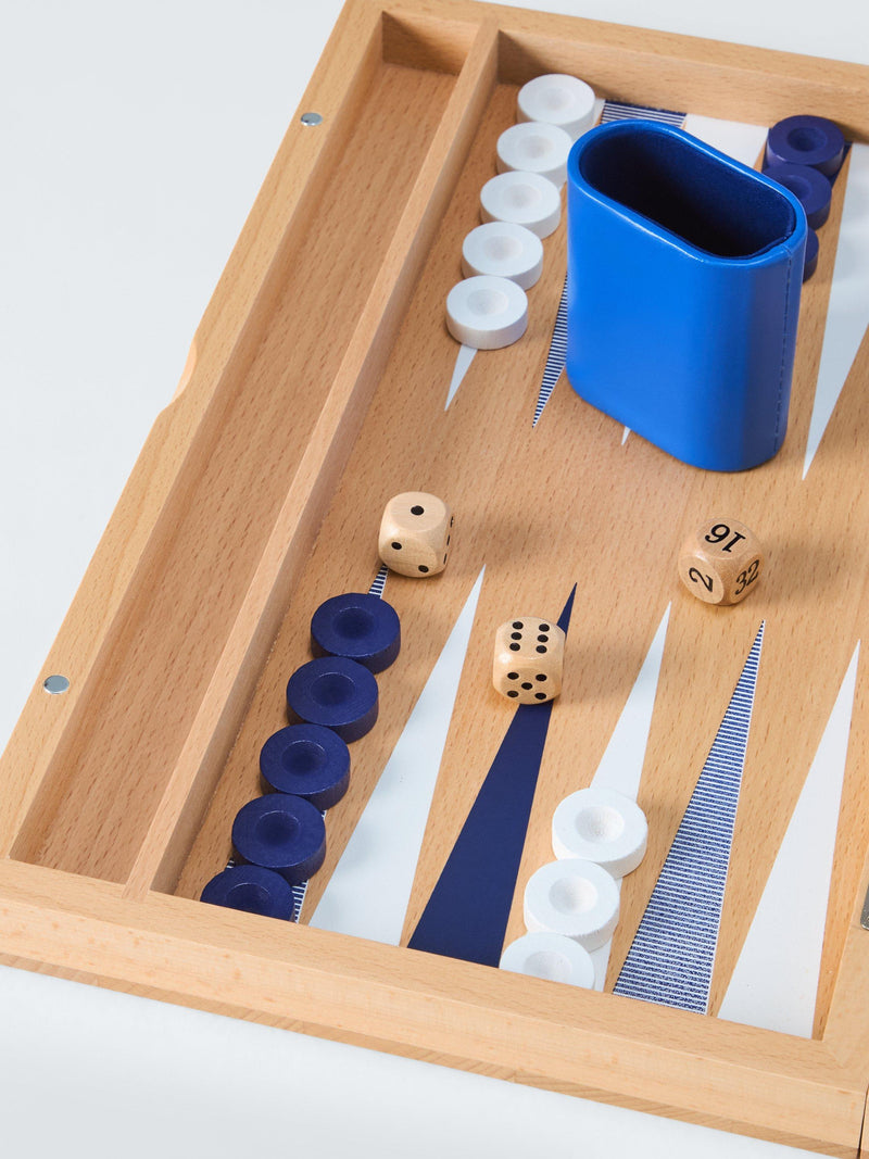 John Lewis wooden backgammon set with checkers and dice, imported from the UK