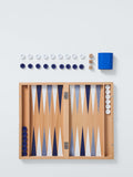 John Lewis wooden backgammon set with checkers and dice, imported from the UK
