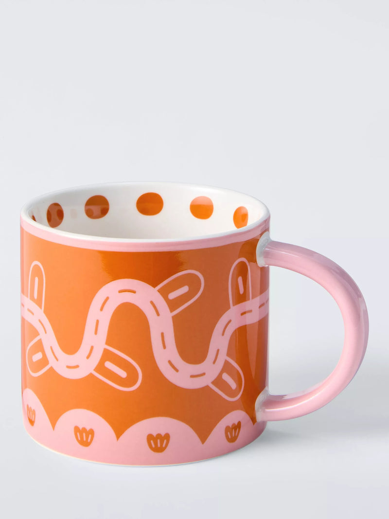 John Lewis stoneware mug 385ml orange, imported from the UK