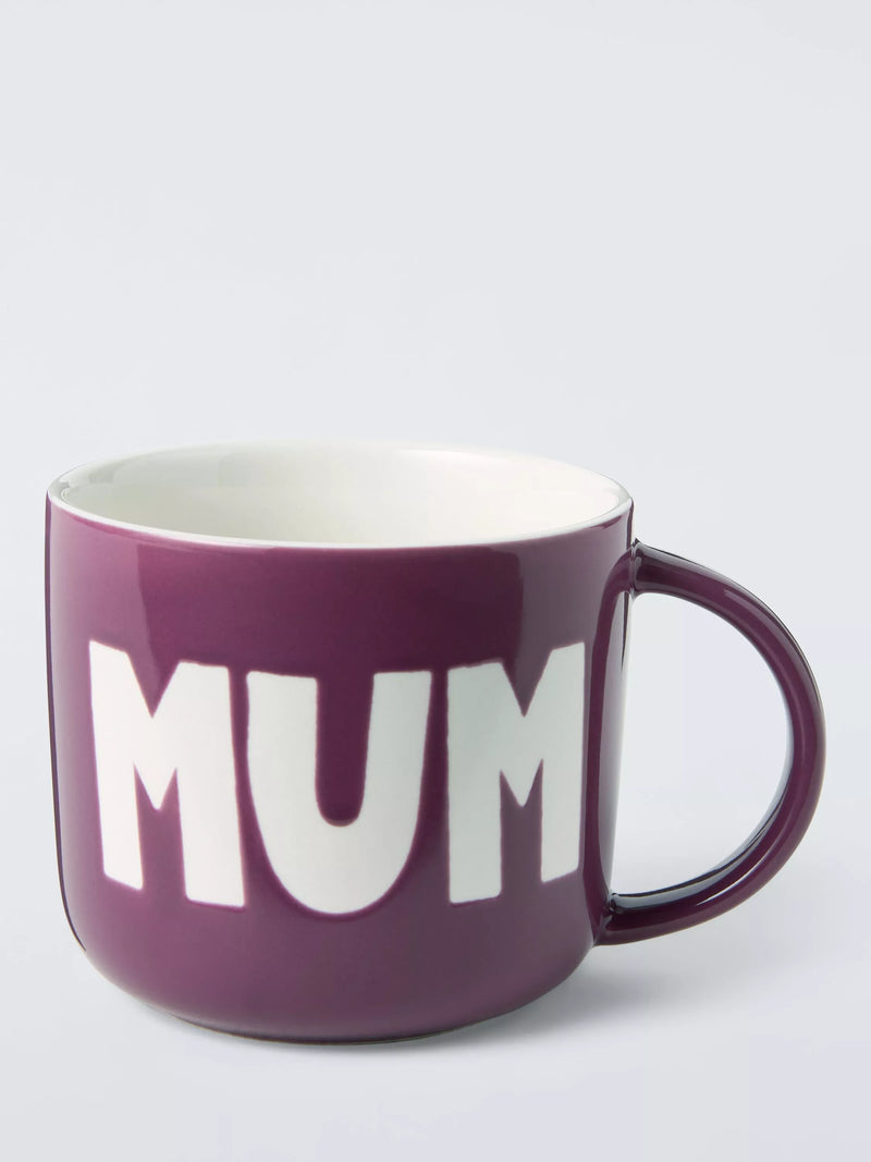 John Lewis 'Mum' purple stoneware mug 300ml, imported from the UK