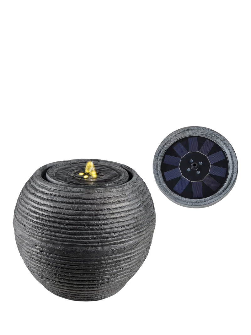 Kaemingk sphere solar water feature black stone effect LED, imported from the UK