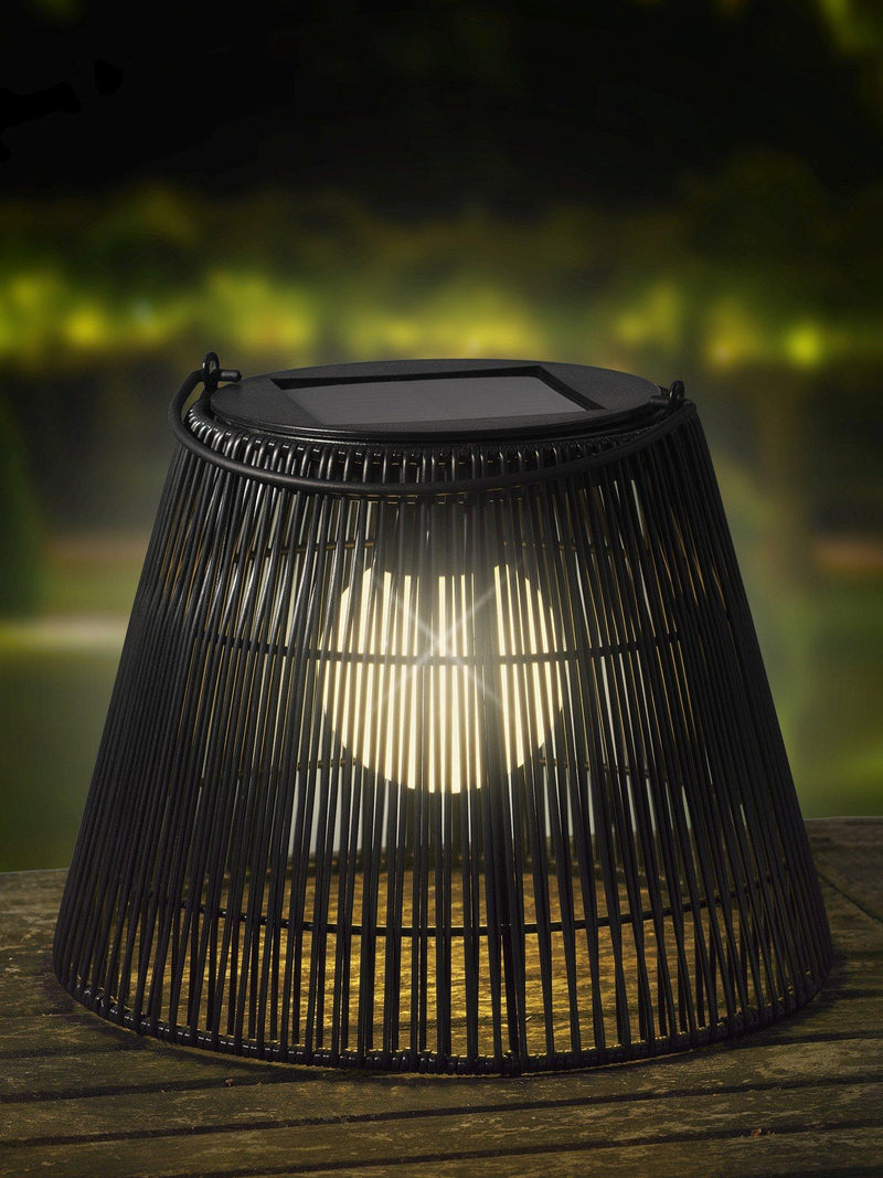 Kaemingk solar wicker lantern black 22cm, UK version