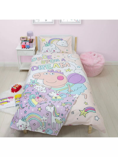 John Lewis Peppa Pig Kids' Reversible Duvet Cover & Pillowcase Set, Single- Buy online at McGrocer