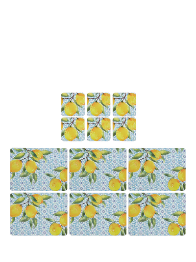 John Lewis Pimpernel Amalfi Lemons Cork-Backed Placemat and Coaster Set of 6- Buy online at McGrocer