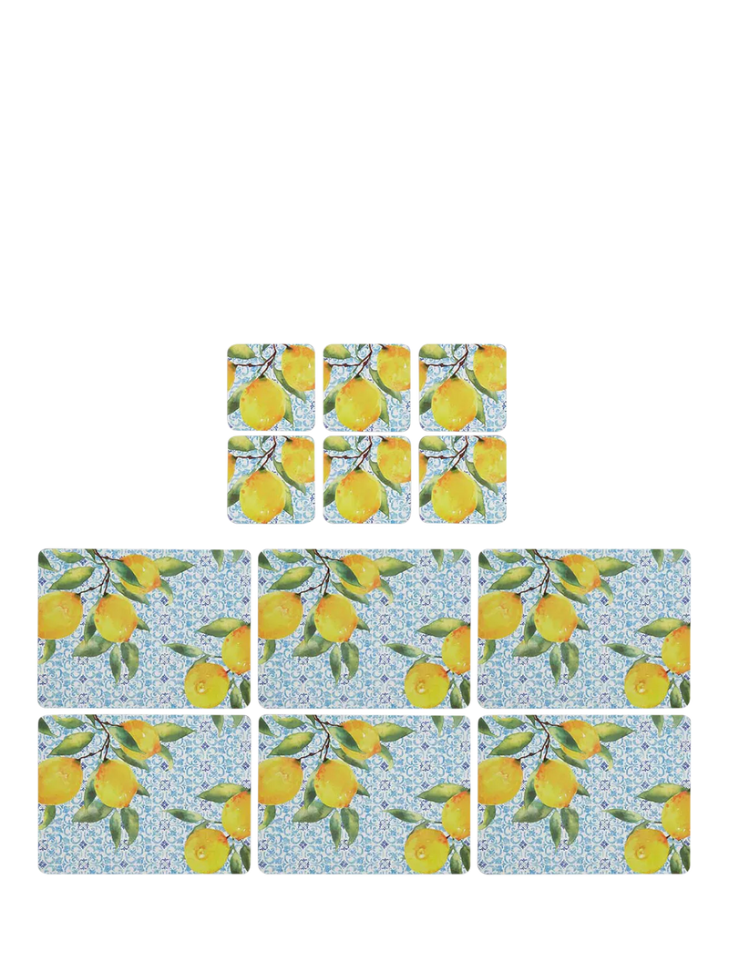Pimpernel Amalfi Lemons placemat and coaster set of 6, UK version