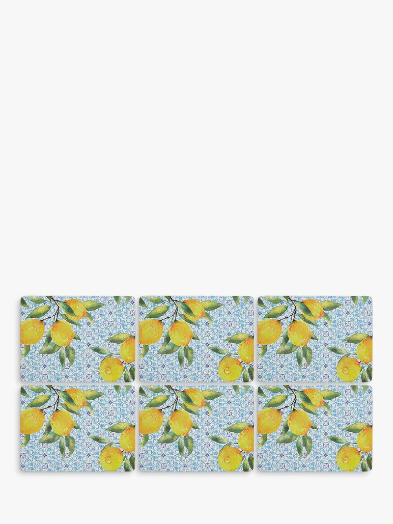 Pimpernel Amalfi Lemons placemat and coaster set of 6, UK version